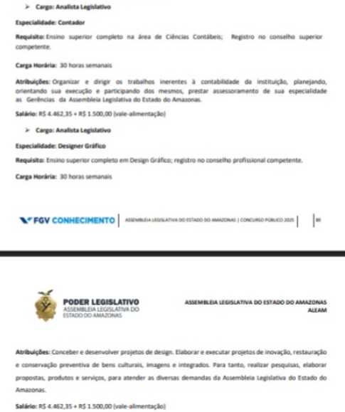 Veja vagas do concurso da Aleam  por Reprodução