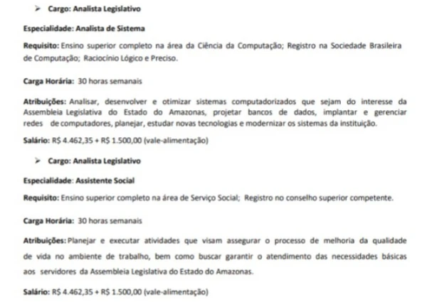 Veja vagas do concurso da Aleam  por Reprodução
