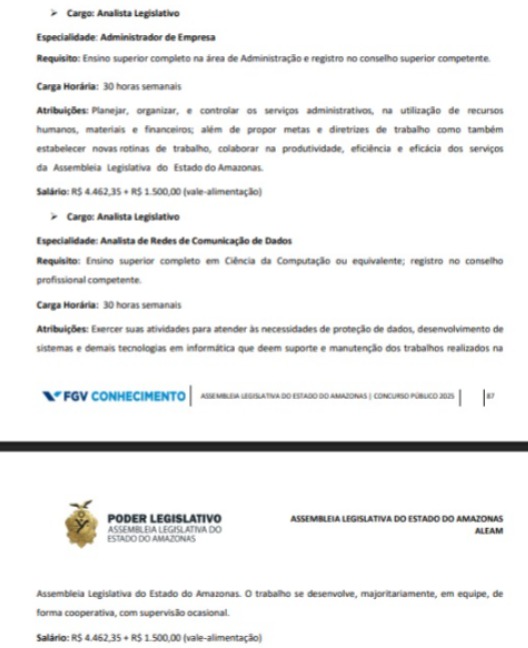 Veja vagas do concurso da Aleam  por Reprodução