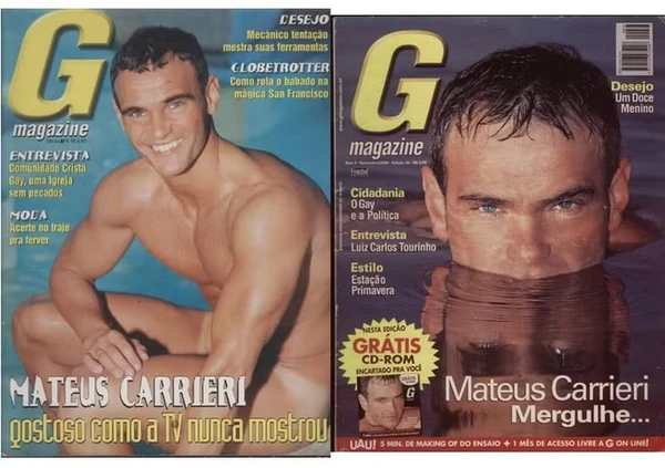 As duas primeiras capas de Mateus Carrieri para a "G Magazine": 1998 e 2000 por Reprodução