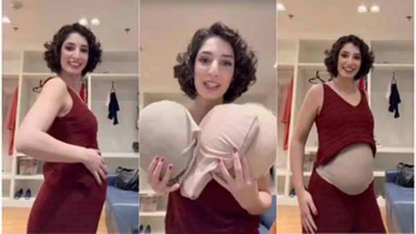 Ayla exibe barriga de grávida cenográfica por Reprodução