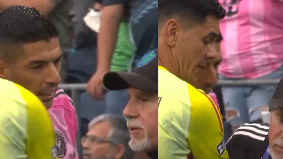Luis Suárez cuspindo em adversário