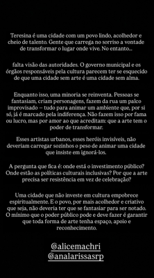 Desabafo publicado pela maquiadora nos Stories por Reprodução