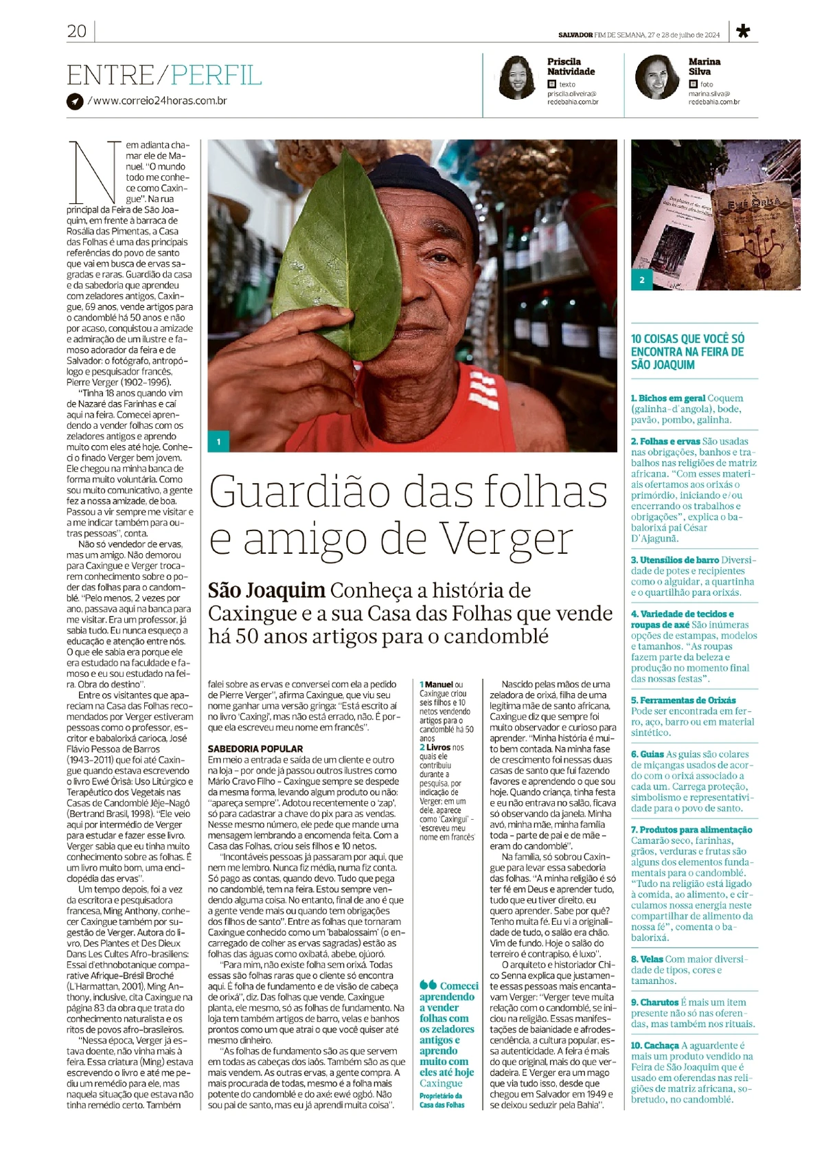 "Guardião das folhas e amigo de Verger" por Reprodução