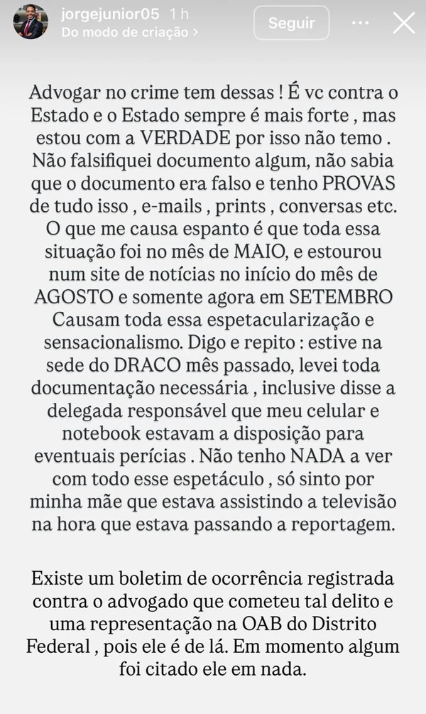 Advogado nega que tenha apresentado documento falso por Reprodução