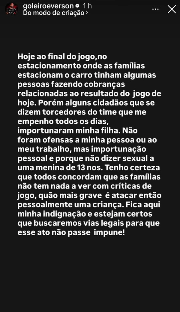 Relatos do goleiro e da esposa por Reprodução