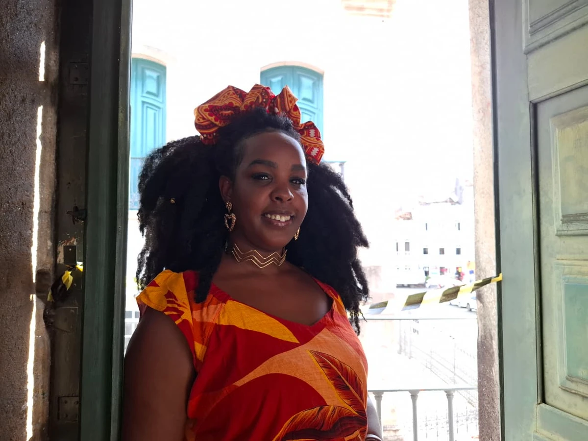 Milena Santos participou da última seletiva do Afro Fashion Day com look autêntico por Larissa Almeida/CORREIO