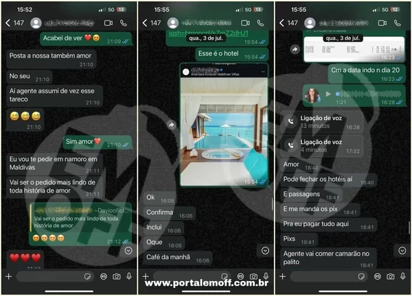 Prints que fazem parte do processo aberto por Tàmires Assîs contra Davi Brito por Reprodução