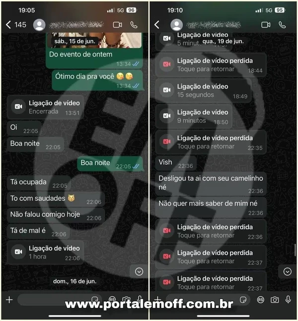 Prints que fazem parte do processo aberto por Tàmires Assîs contra Davi Brito por Reprodução