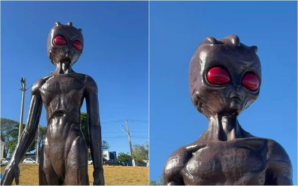 Varginha tem escultura de 4 metros do ET como novo atrativo turístico da cidade — Foto: Divulgação / Prefeitura de Varginha

