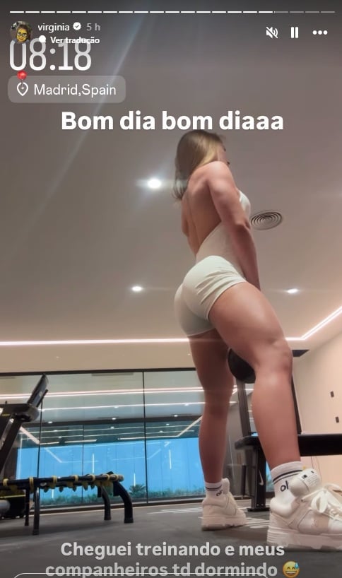 Virginia Fonseca malhando na Espanha por Reprodução/Instagram
