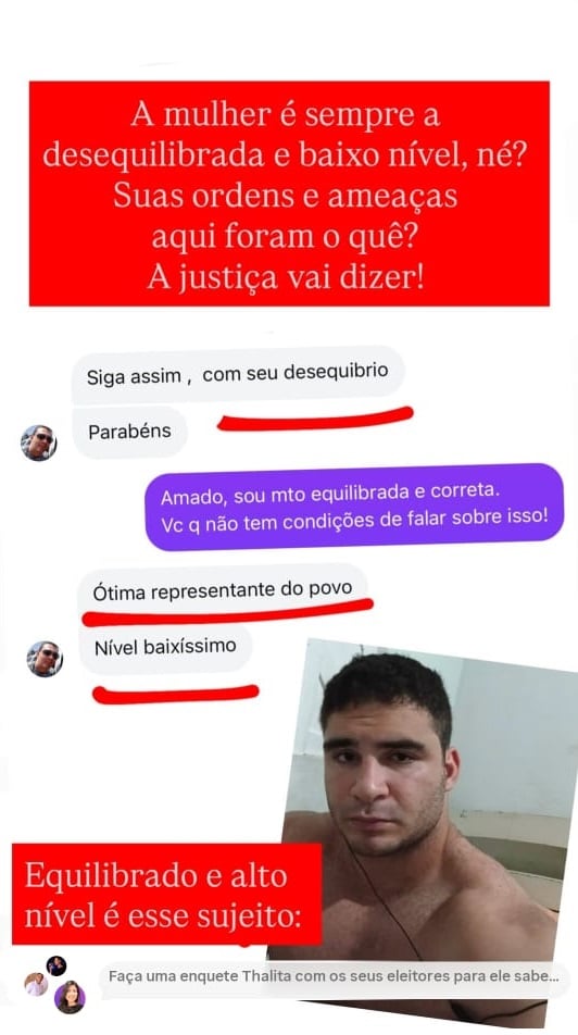 Todas as mensagens foram divulgadas nas redes sociais da vereadora por Reprodução