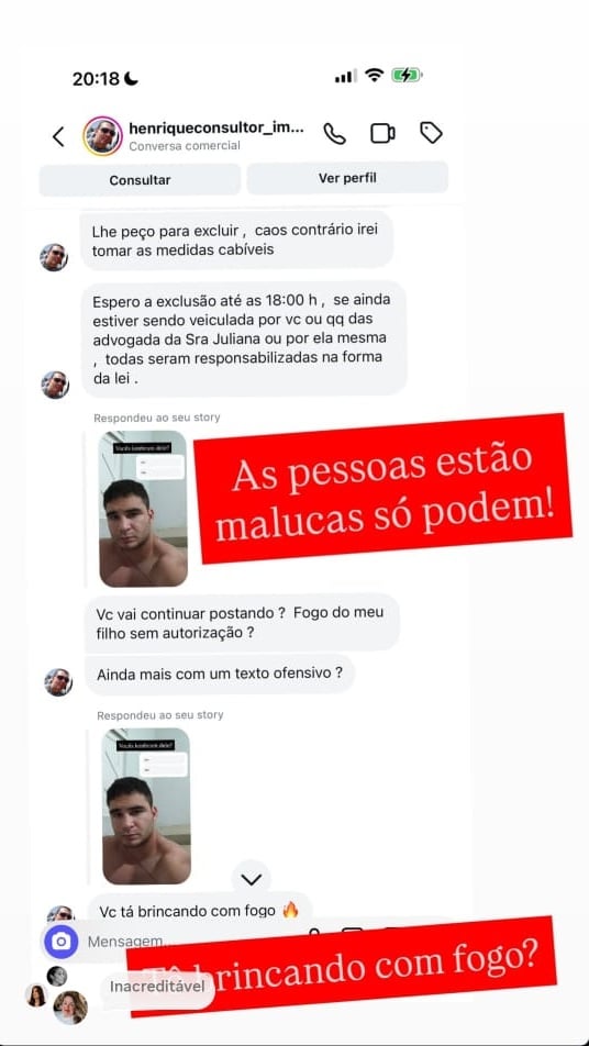 Homem que se identificou como Henrique Cabral mandou mensagens para a vereadora Talita Galhardo por Reprodução