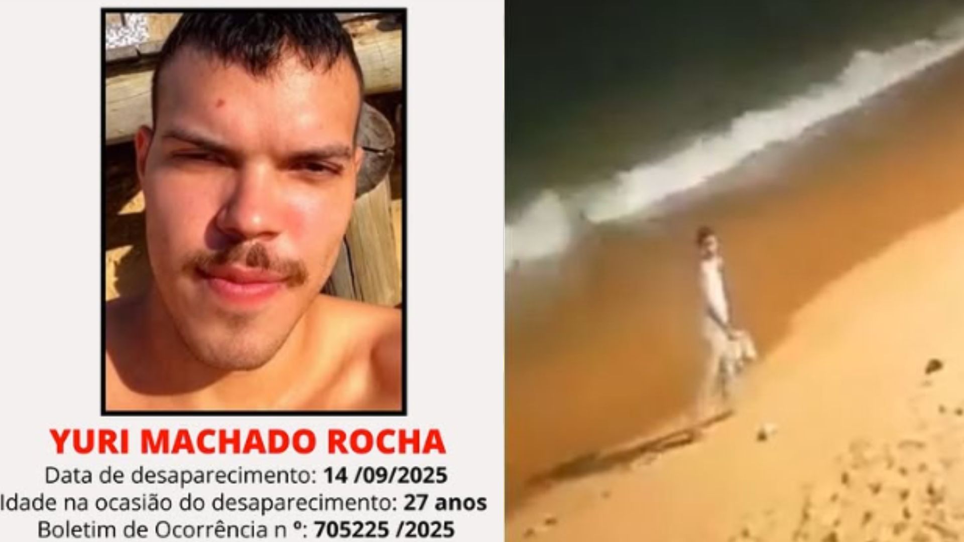 Corpo de Yuri Machado, de 27 anos, foi encontrado na Ilha de Itaparica depois de jovem desaparecer na praia de Boa Viagem no dia 14 de setembro por Reprodução