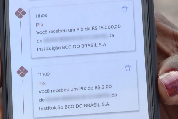 Ela recebeu um pix com o valor errado por Reprodução/TV Bahia