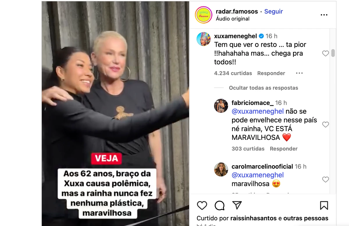 Xuxa ironiza comentários por Reprodução