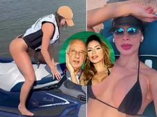 Imagem - Noiva 52 anos mais jovem de ex-presidente da CBF anda de jet ski e posa de fio-dental em mansão