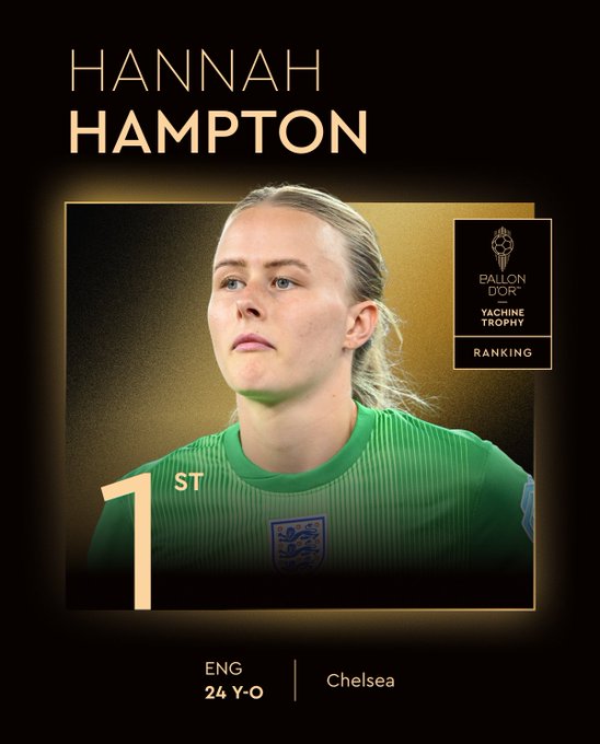 Hannah Hampton, do Chelsea e da Inglaterra, levou  por Reprodução