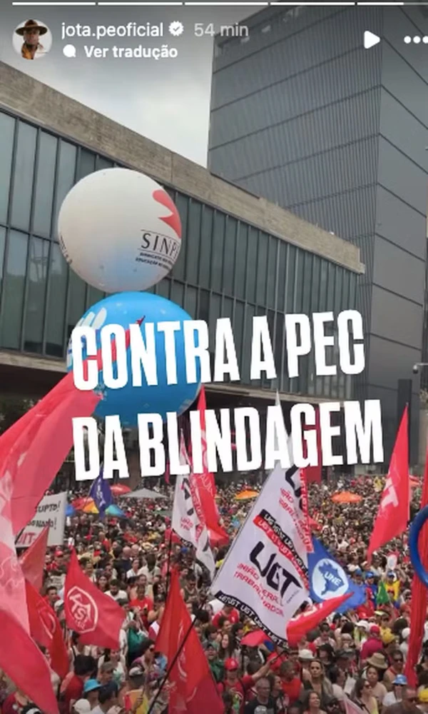 Jotapê registrou a manifestação em São Paulo por Reprodução/Instagram