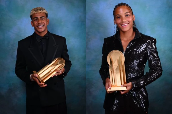 Lamine e Vicky com o Troféu Kopa 