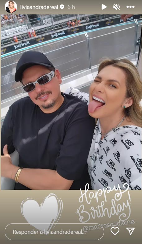 Lívia Andrade desejando feliz aniversário ao namorado, o empresário Marcos Araújo por Reprodoção/Redes Sociais 