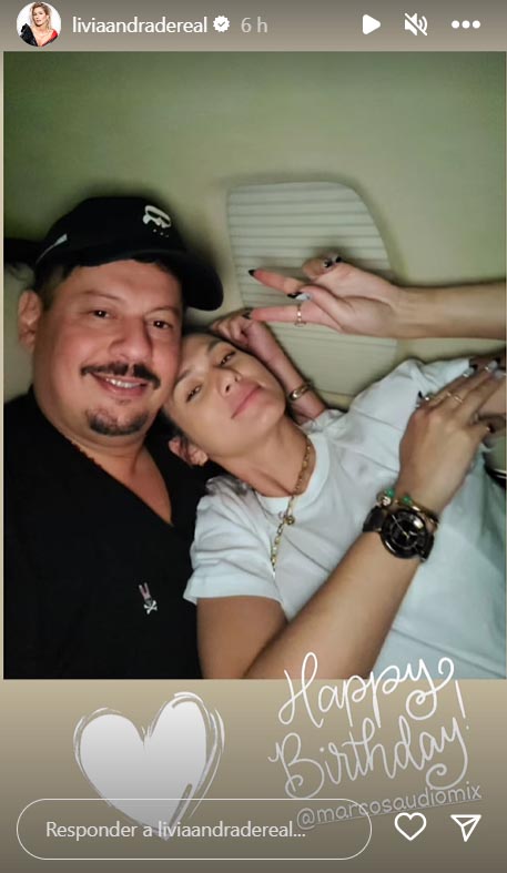 Lívia Andrade desejando feliz aniversário ao namorado, o empresário Marcos Araújo por Reprodoção/Redes Sociais 