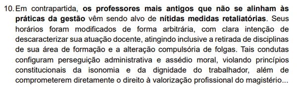 Denúncias apresentadas  por professores do Colégio Duque de Caxias por Reprodução