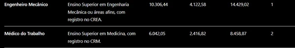 Detalhes sobre vagas e remunerações  por Captura de tela (com auxílio de IA)