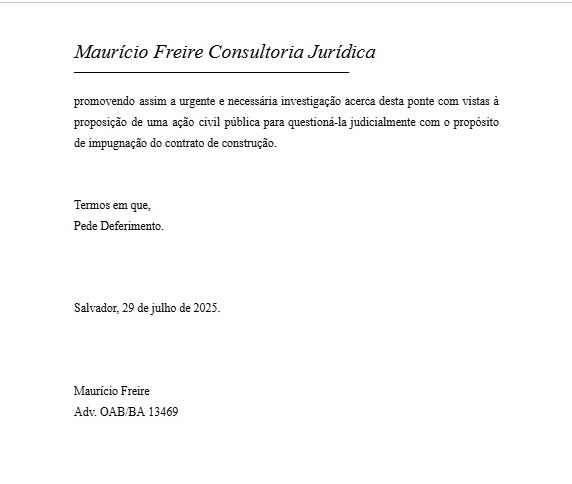 Estudo e requerimento do Cibergrupo Kirimurê contra a Ponte Salvador-Itaparica por Reprodução