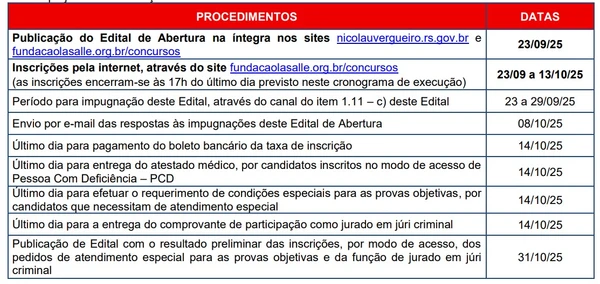 Veja o cronograma por Reprodução