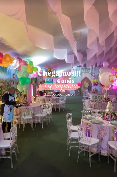 Detalhes da festa de 4 anos de Liz por Reprodução | Redes Sociais