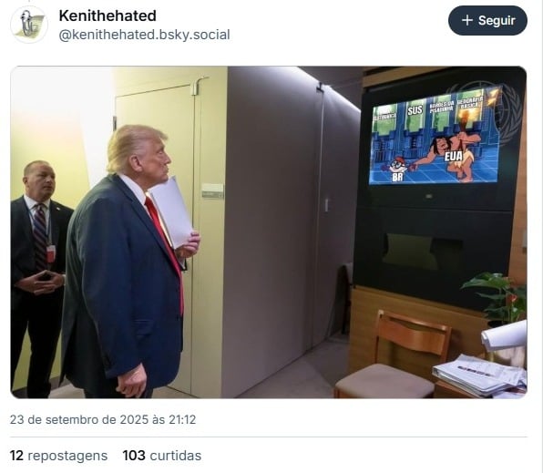 Memes sobre discursos de Trump e Lula na ONU por Reprodução