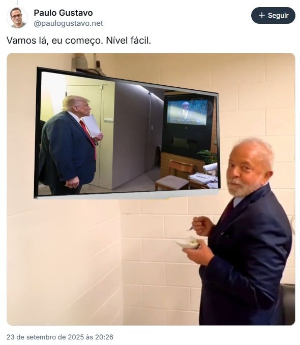 Memes sobre discursos de Trump e Lula na ONU por Reprodução