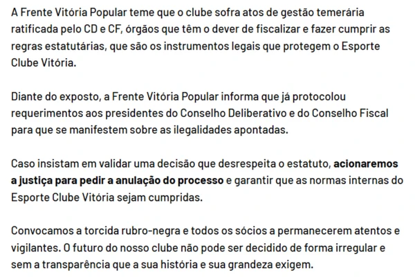 Nota da FVP  por Reprodução