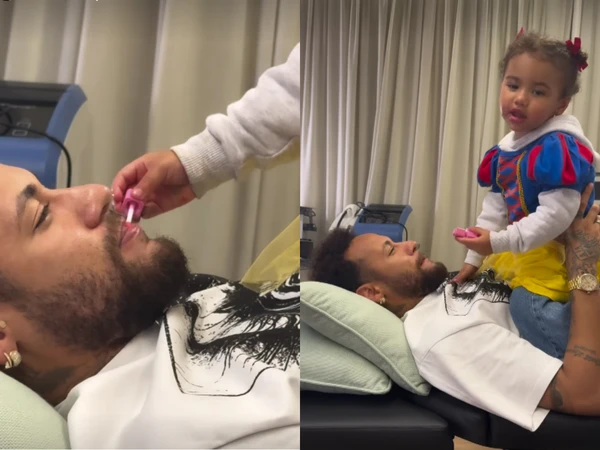 Neymar e Mavie brincando