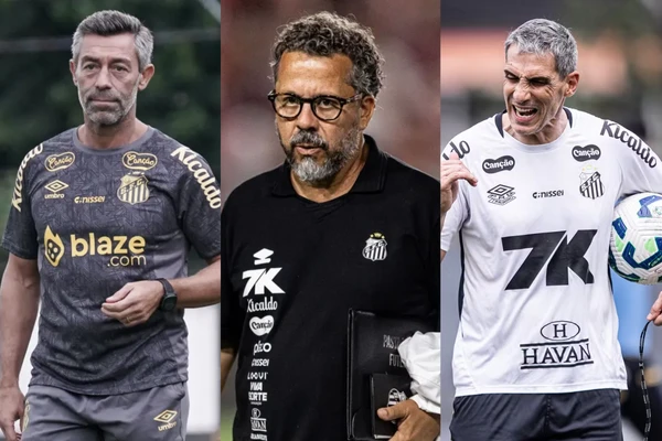 Santos (3) - Pedro Caixinha, Cléber Xavier e Vojvoda por Raul Baretta/Santos FC