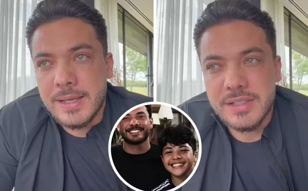 Wesley Safadão e o filho, Yhudy, no detalhe
