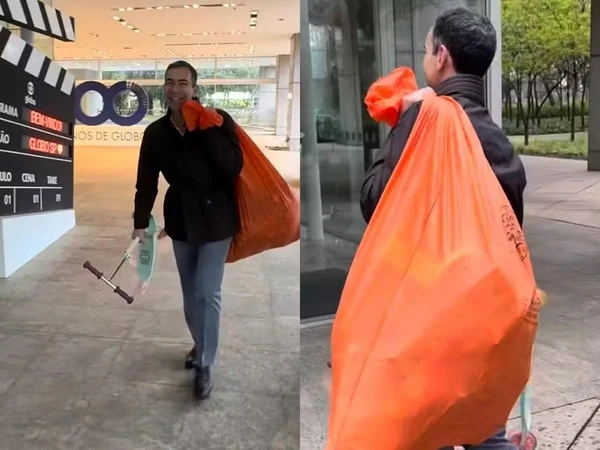 Cesar Tralli doa brinquedos da filha a funcionários da Globo antes de assumir o Jornal Nacional por Reprodução/Redes Sociais 
