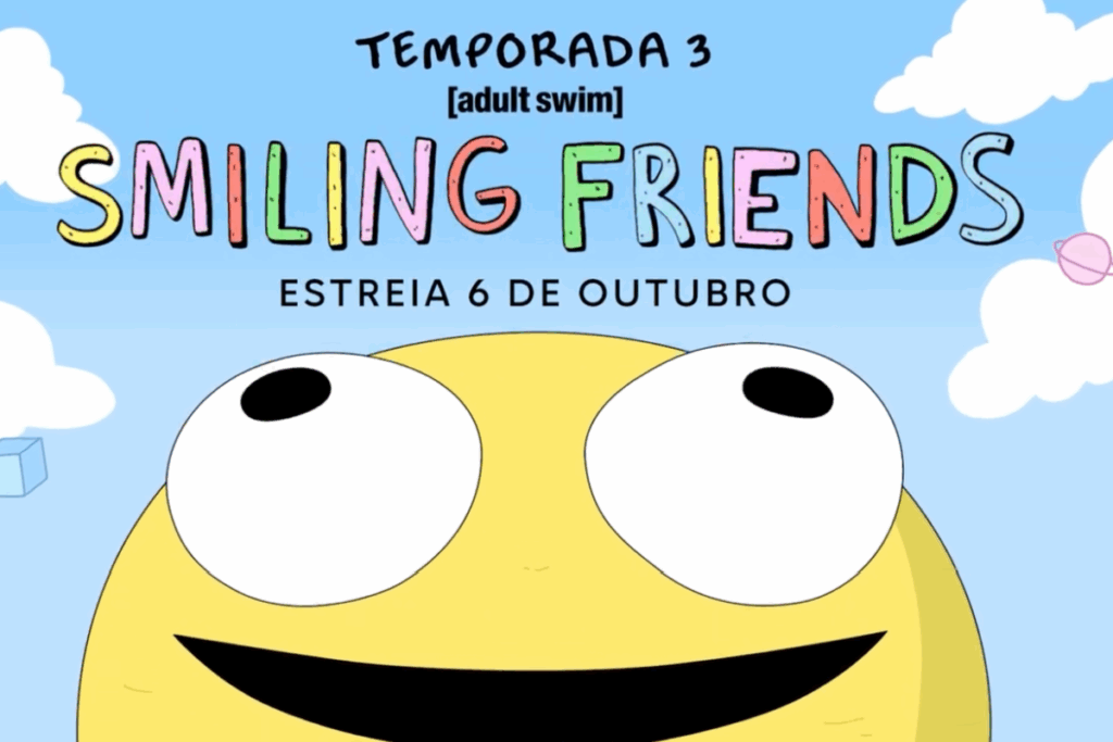 A animação &#8220;Smiling Friends&#8221; retorna em sua 3ª temporada com aventuras bizarras e humor subversivo (Imagem: Reprodução digital | adult swim)