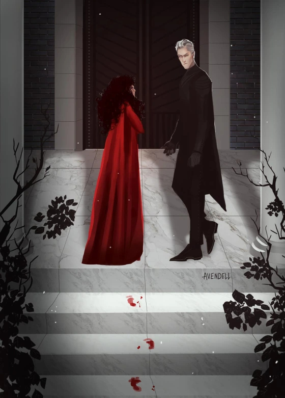 Fanart representando Hermione e Draco Malfoy na fanfic Manacled por divulgação