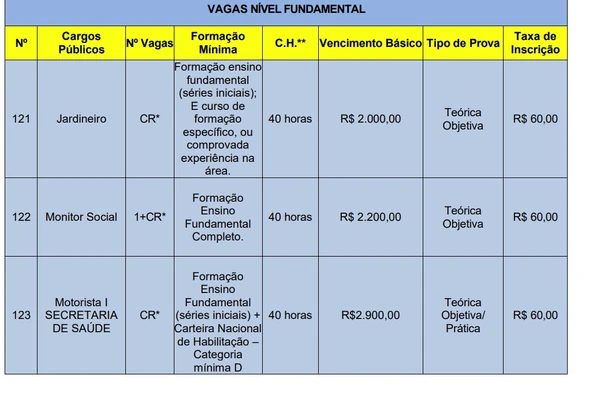 Prefeitura abre concurso para nível fundamental a superior com salários de até R$ 31 mil por Captura de tela 