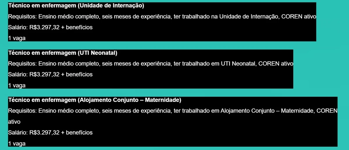 Confira vagas com maiores salários  por Captura de tela / Simm