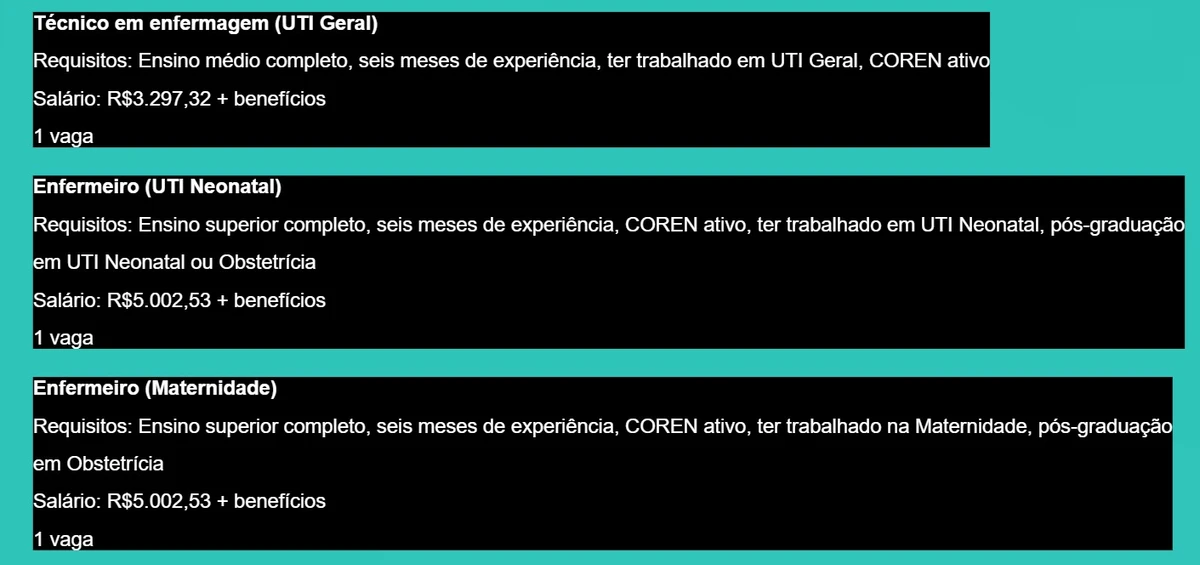 Confira vagas com maiores salários  por Captura de tela / Simm