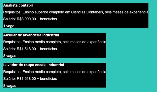 Confira vagas com maiores salários  por Captura de tela / Simm