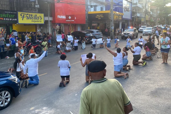 Protesto em São Marcos por Reprodução/ Rede sociais