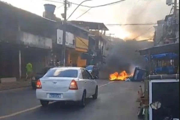 Protesto em São Marcos na segunda-feira  por Reprodução/ Redes sociais