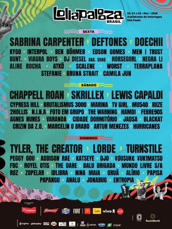Line-up do Lollapalooza 2026 por Divulgação 