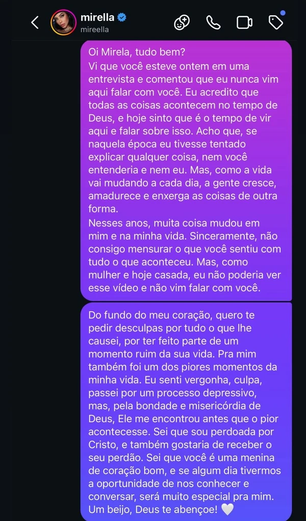Sthe Matos escreveu textão para MC Mirella