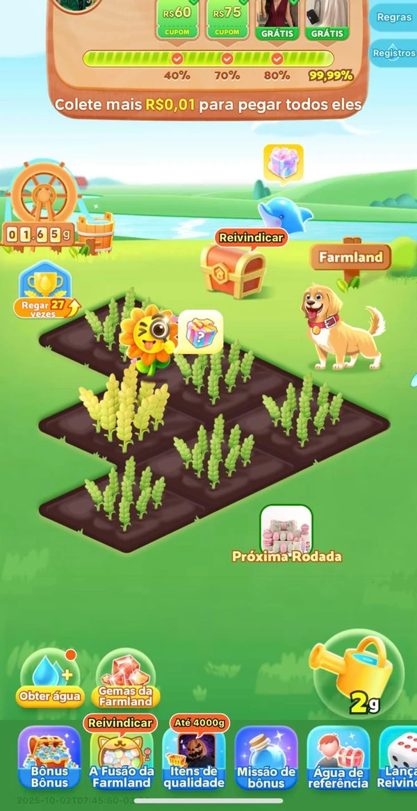 Na Farmland, é possível ganhar itens grátis. Usuários que entram no jogo todos os dias podem levar, em média, três a quatro meses para ganhar dois itens grátis por Reprodução