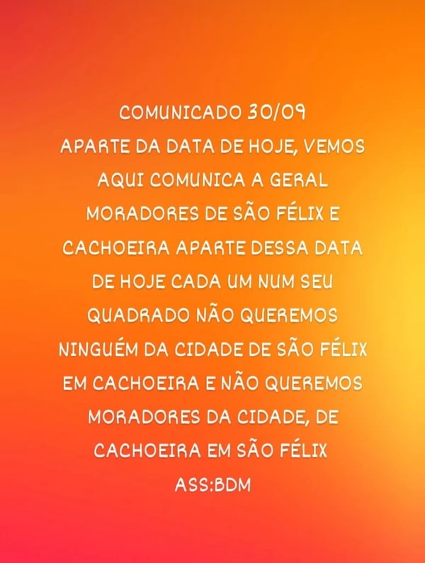 Suposto comunicado do BDM proíbe moradores de cricular entre cidades 